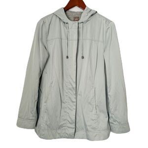 J. Jill Jacket Women Small Gray Lined Hooded Snap Utility Outdoor Everyday Cozy